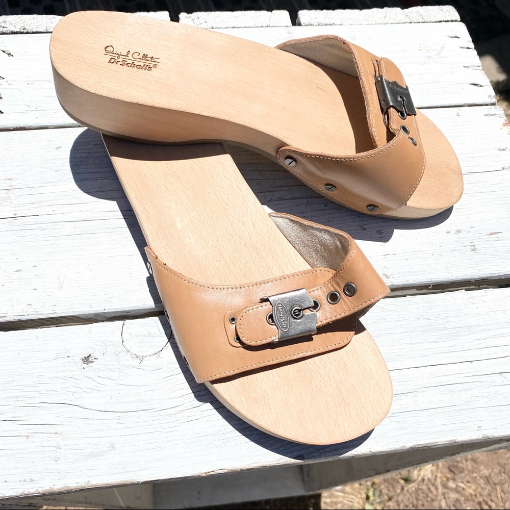 NWOB Dr.Scholl’s Leather & Wood Sandals Size 9